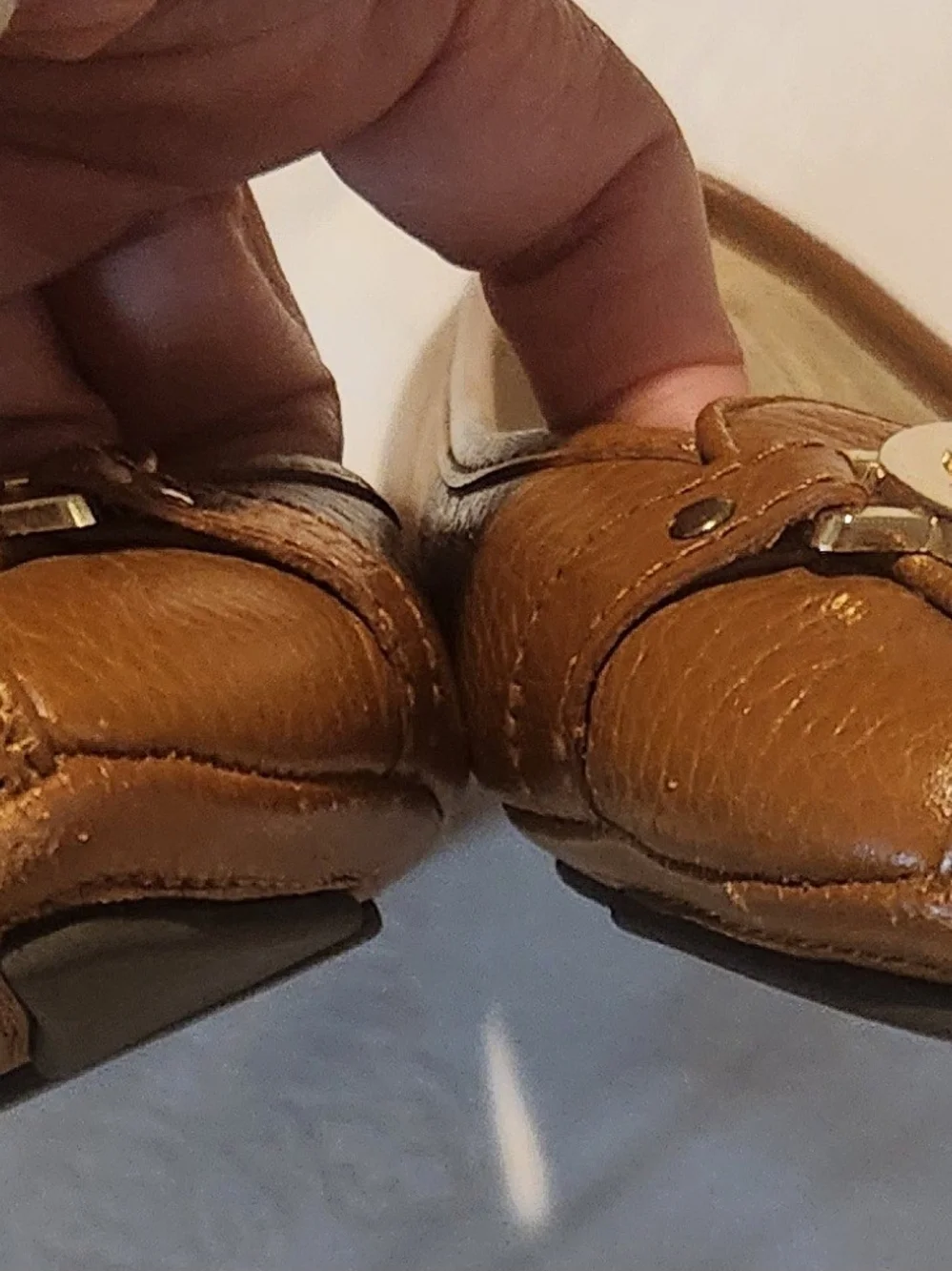 Michael Kors Fulton Moc Leather Ballet Flats Luggage Brown - Size 9